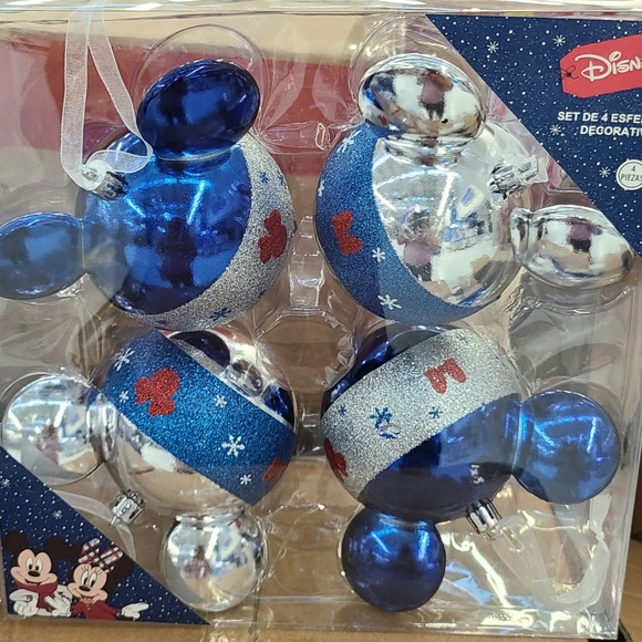 Disney Mickey Mouse Christmas Tree Ornaments Set Of 4pz - Picture 4 of 5